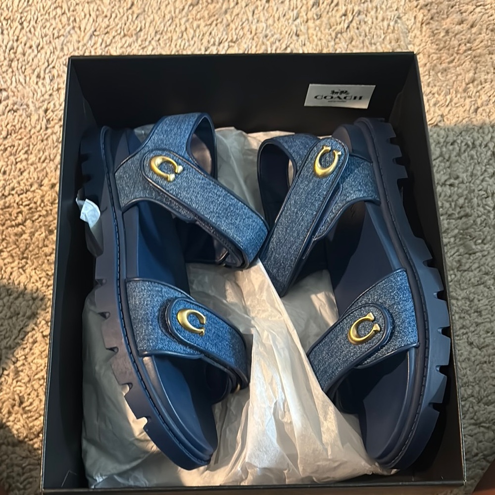 Coach Blue Sandals Comfortable Flip Flops